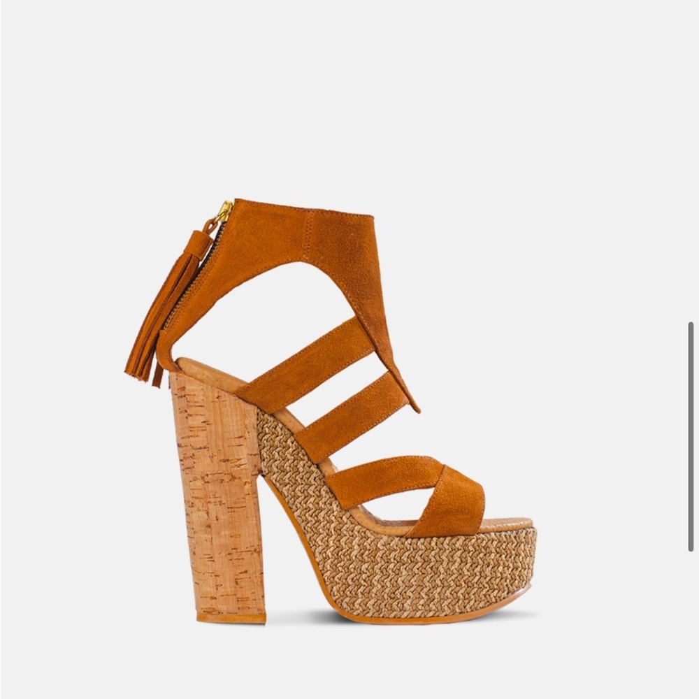 Freebird Tan Platform Shoes with Chunky Wedge